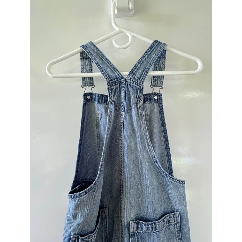 Gap Kids Youth 12 Light Wash Denim Overalls Adjustable Straps Straight Leg Flaw